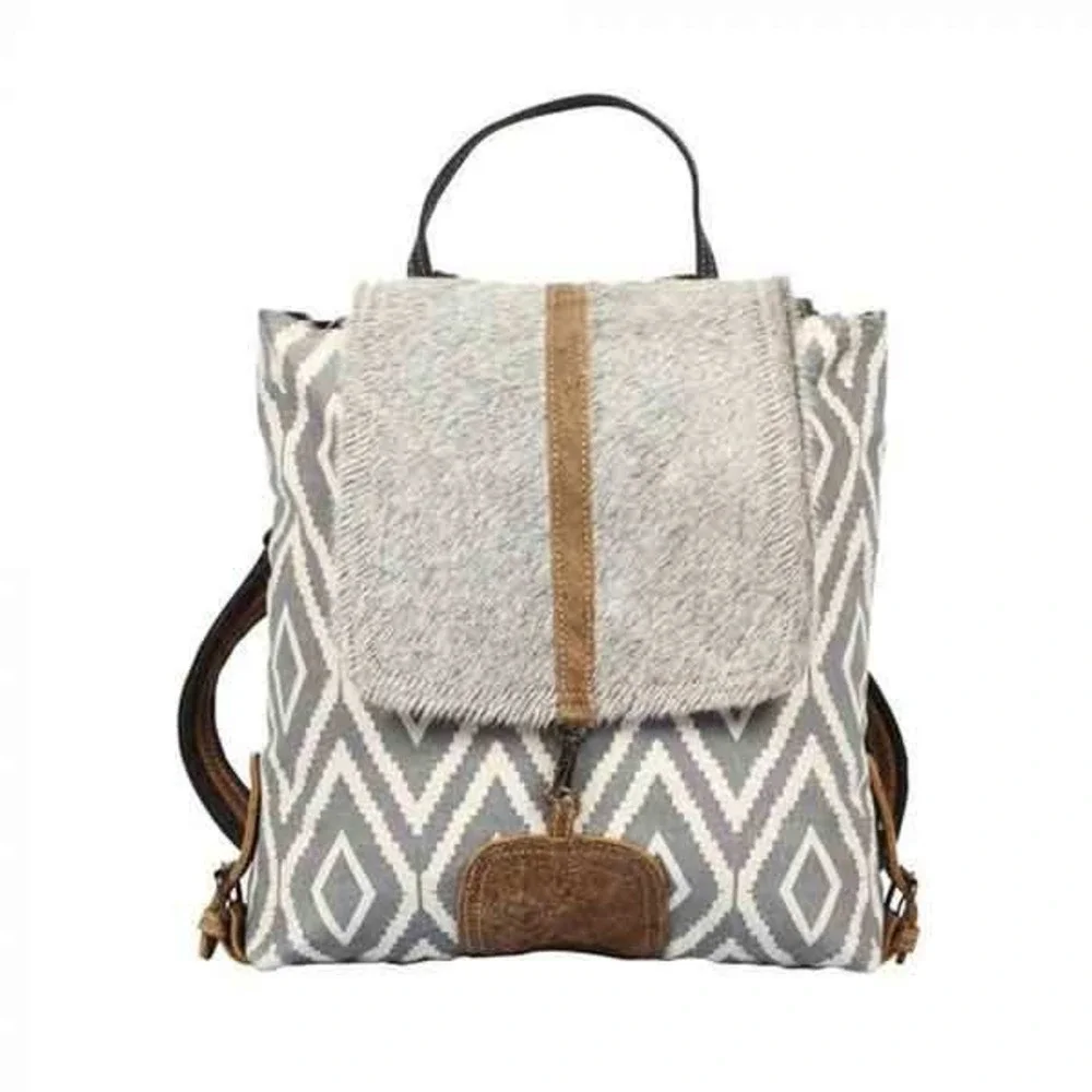 Myra Bag Women's Artist's Impression Upcycled Canvas & Leather Backpack One Size